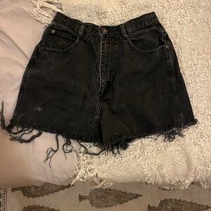 Backroad Blues highwaisted black distressed denim shorts